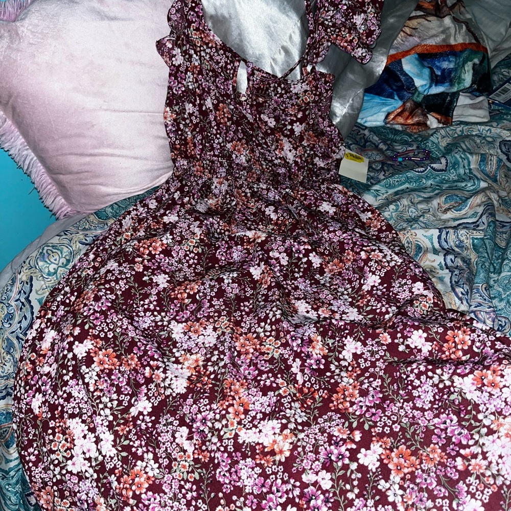Floral Burgundy Dress